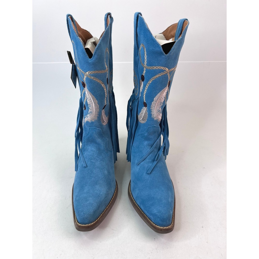 Dingo Daydream Blue Suede Leather Fringe Dream Catcher Western Cowgirl Boots - Picture 4 of 8